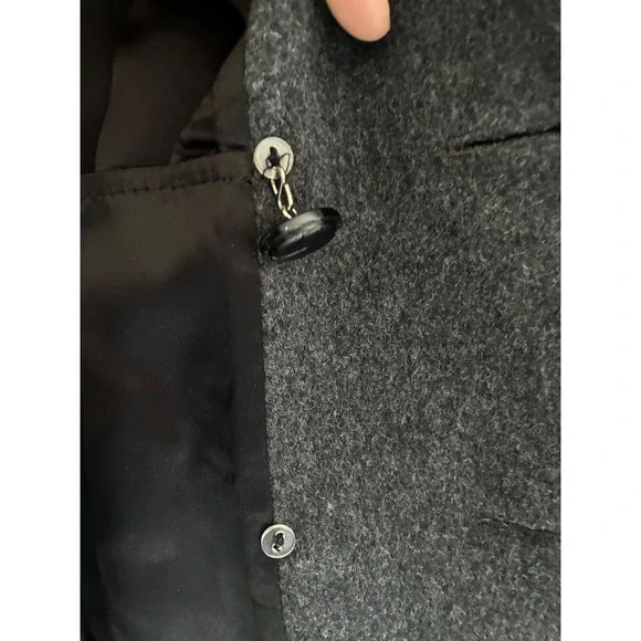 VTG Stratojac Charcoal Grey Wool Blend Double Breasted Overcoat USA Mens sz 42 - Picture 5 of 16